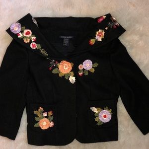Black / floral boat neck jacket